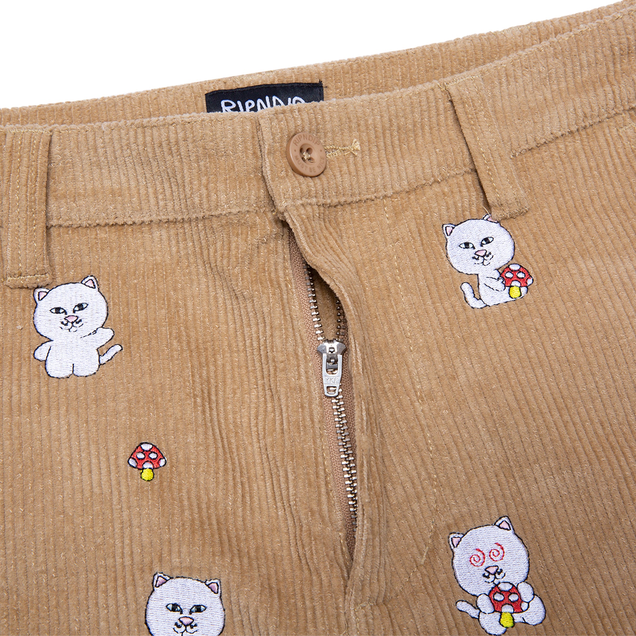 RIPNDIP Hello Nermy Corduroy Embroidered Shorts (Tan)