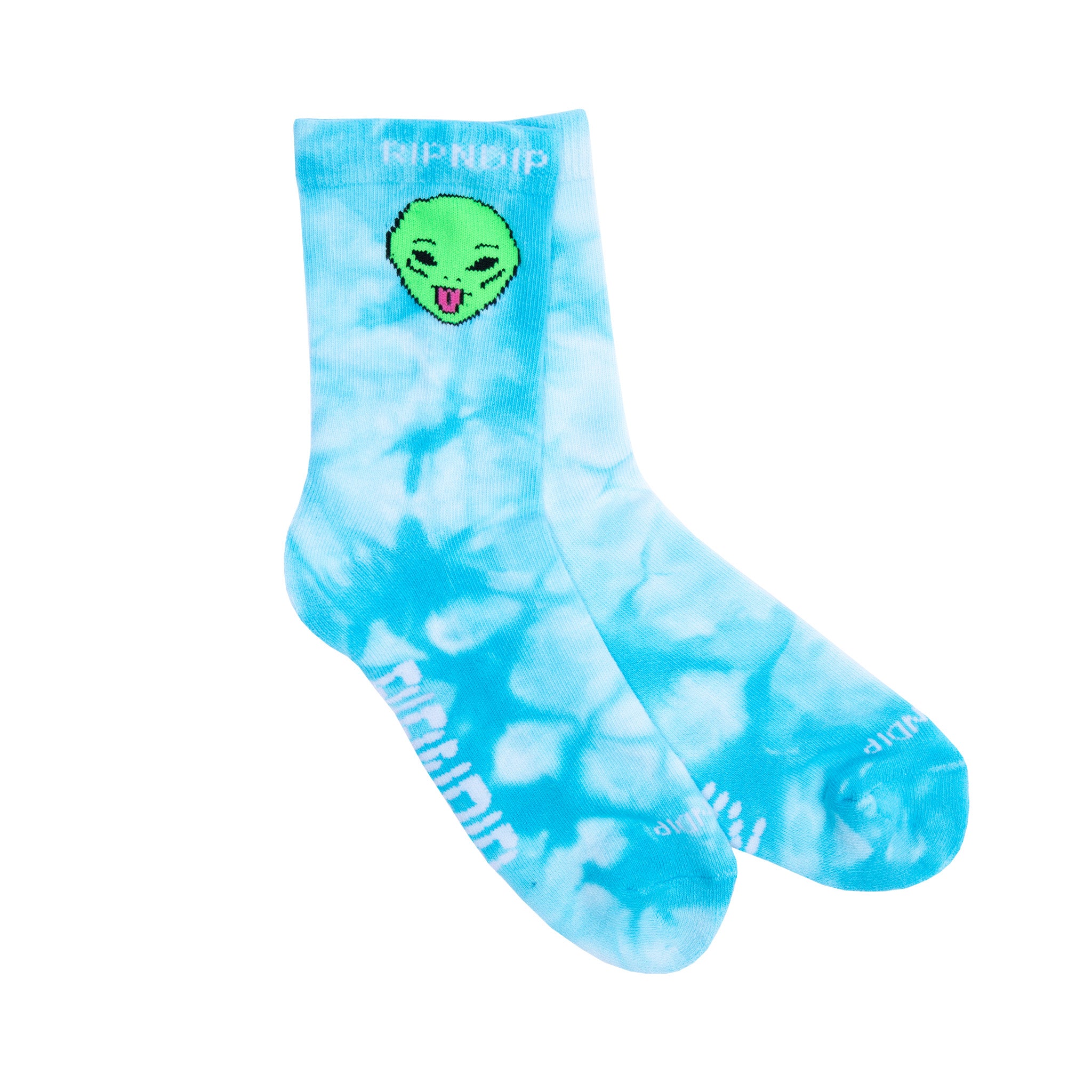 RipNDip We Out Here Mid Socks (Light Blue Tie Dye)