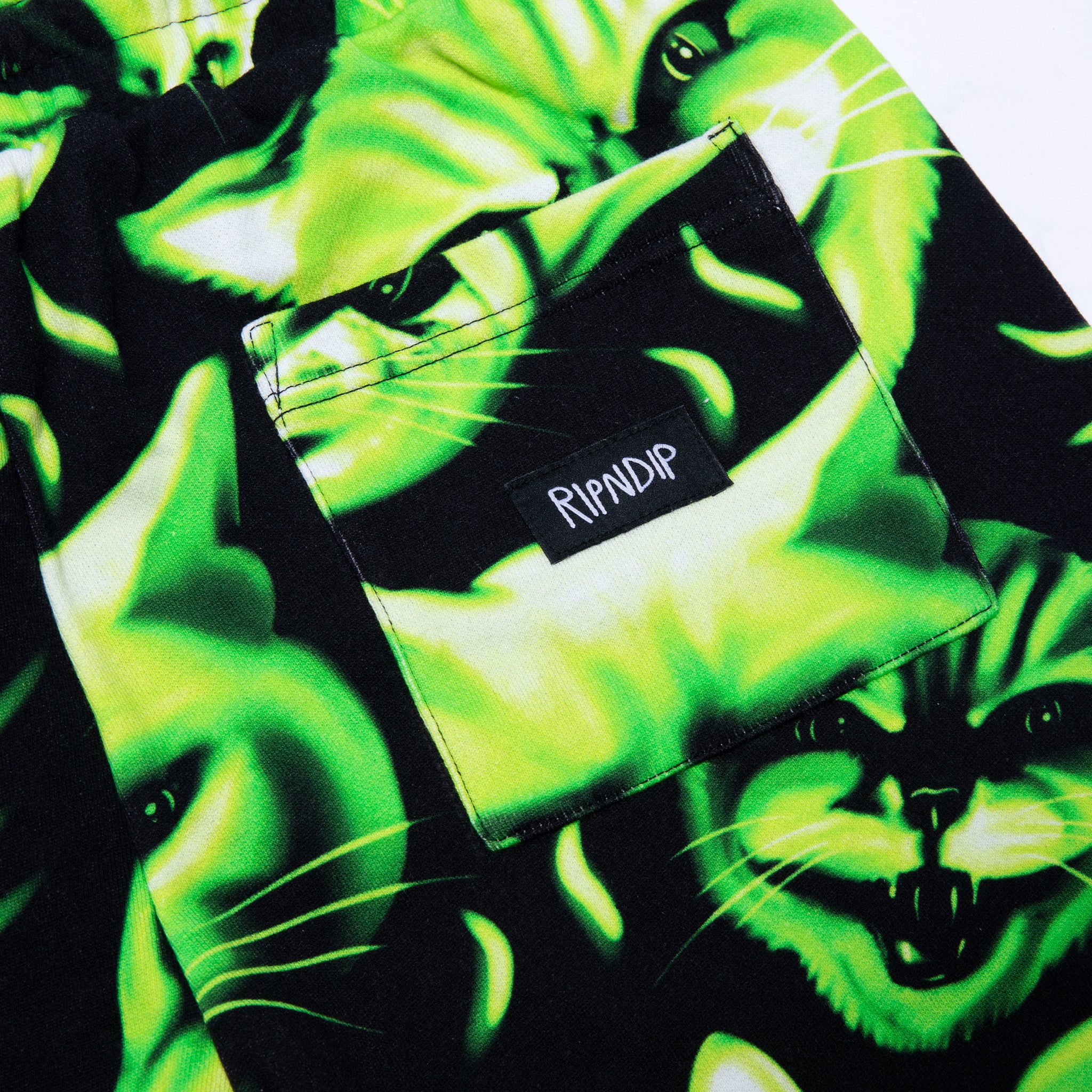 RIPNDIP Neon Cat Sweatshorts (Black/Neon)