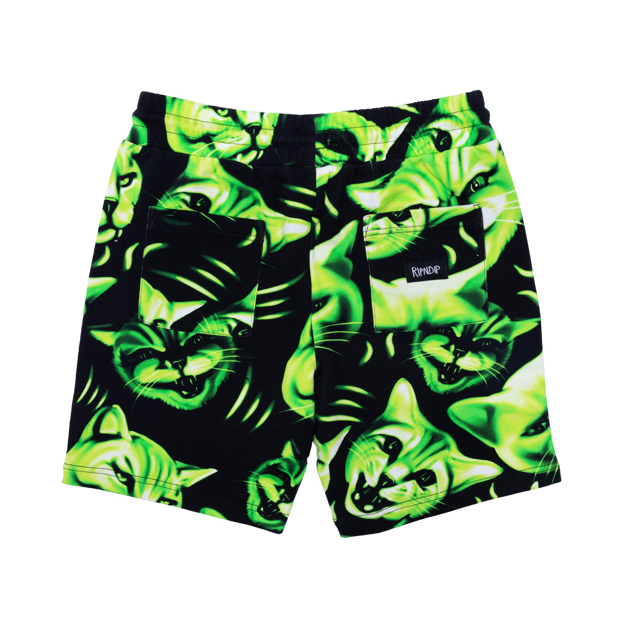 RIPNDIP Neon Cat Sweatshorts (Black/Neon)