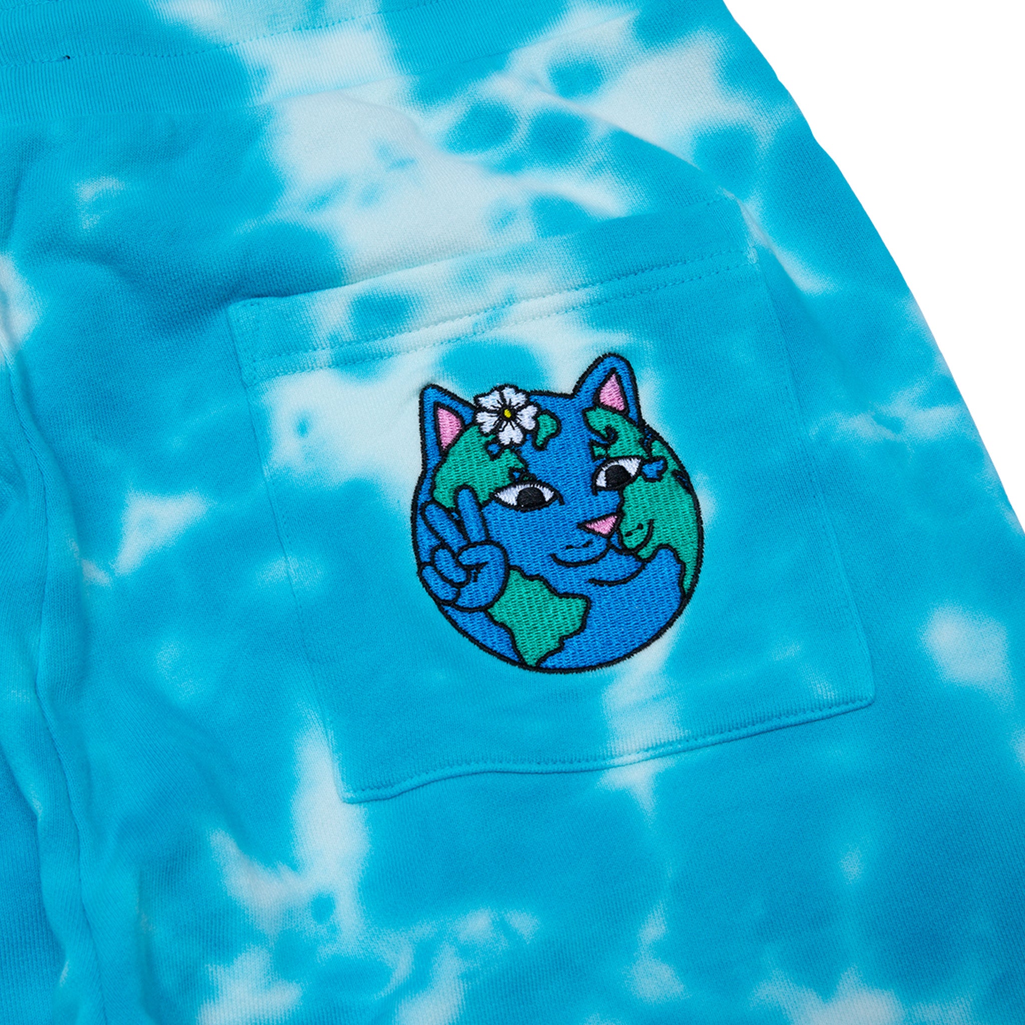 Save the World Embroidered Sweatpants (Aqua/Green Tie Dye)