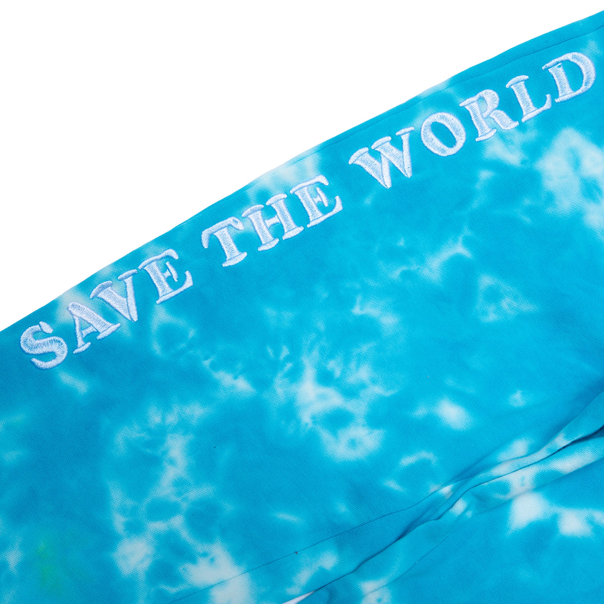 Save the World Embroidered Sweatpants (Aqua/Green Tie Dye)
