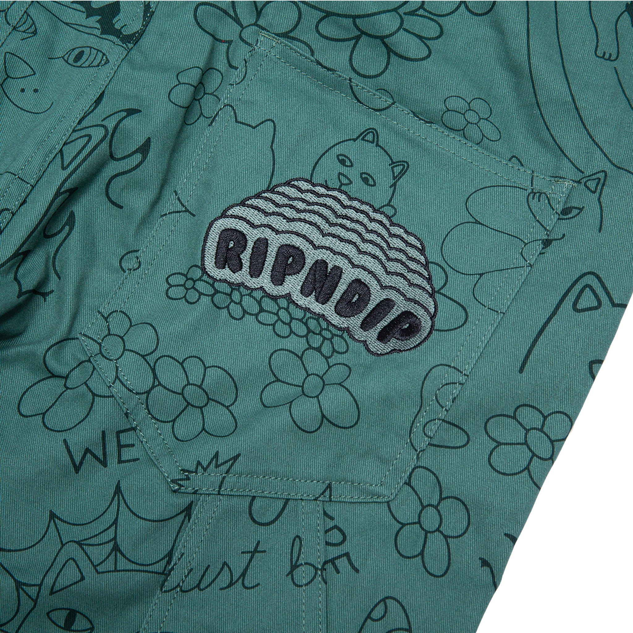 RIPNDIP Scribble Cotton Twill Overalls (Forest Green)