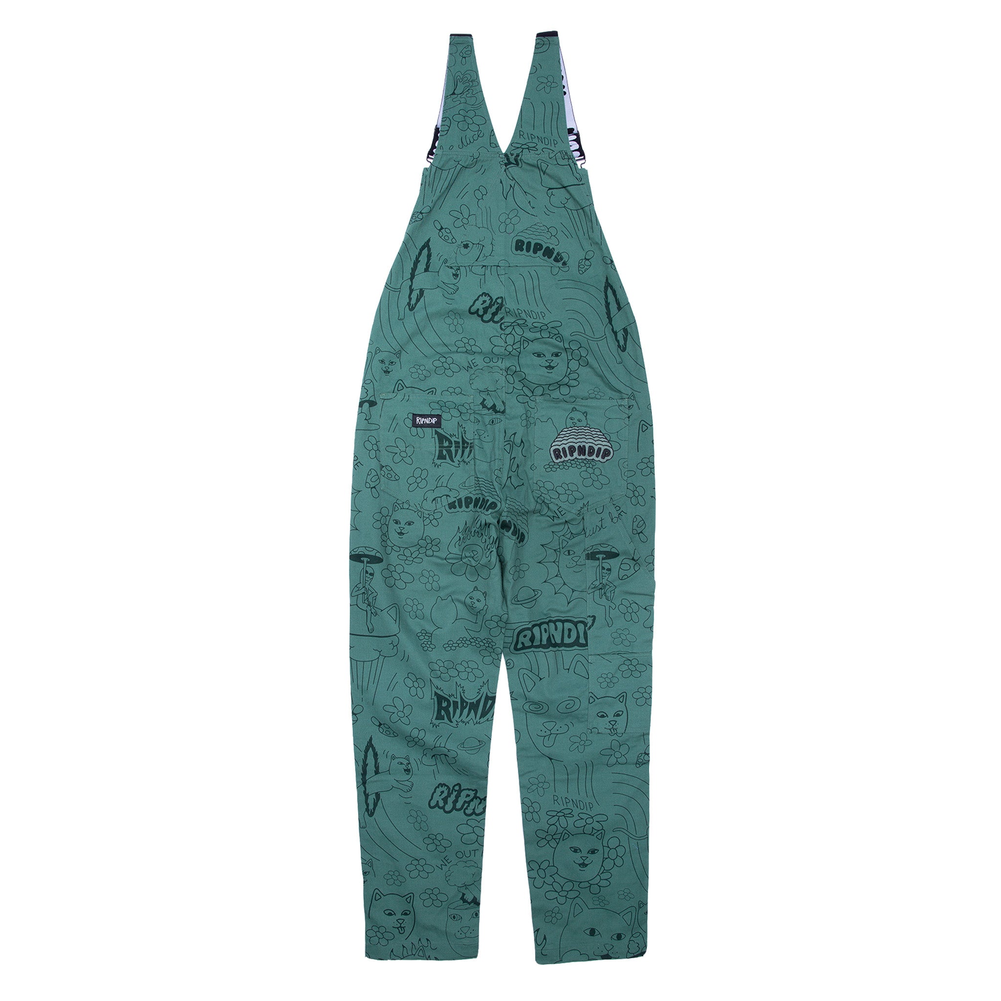 RIPNDIP Scribble Cotton Twill Overalls (Forest Green)