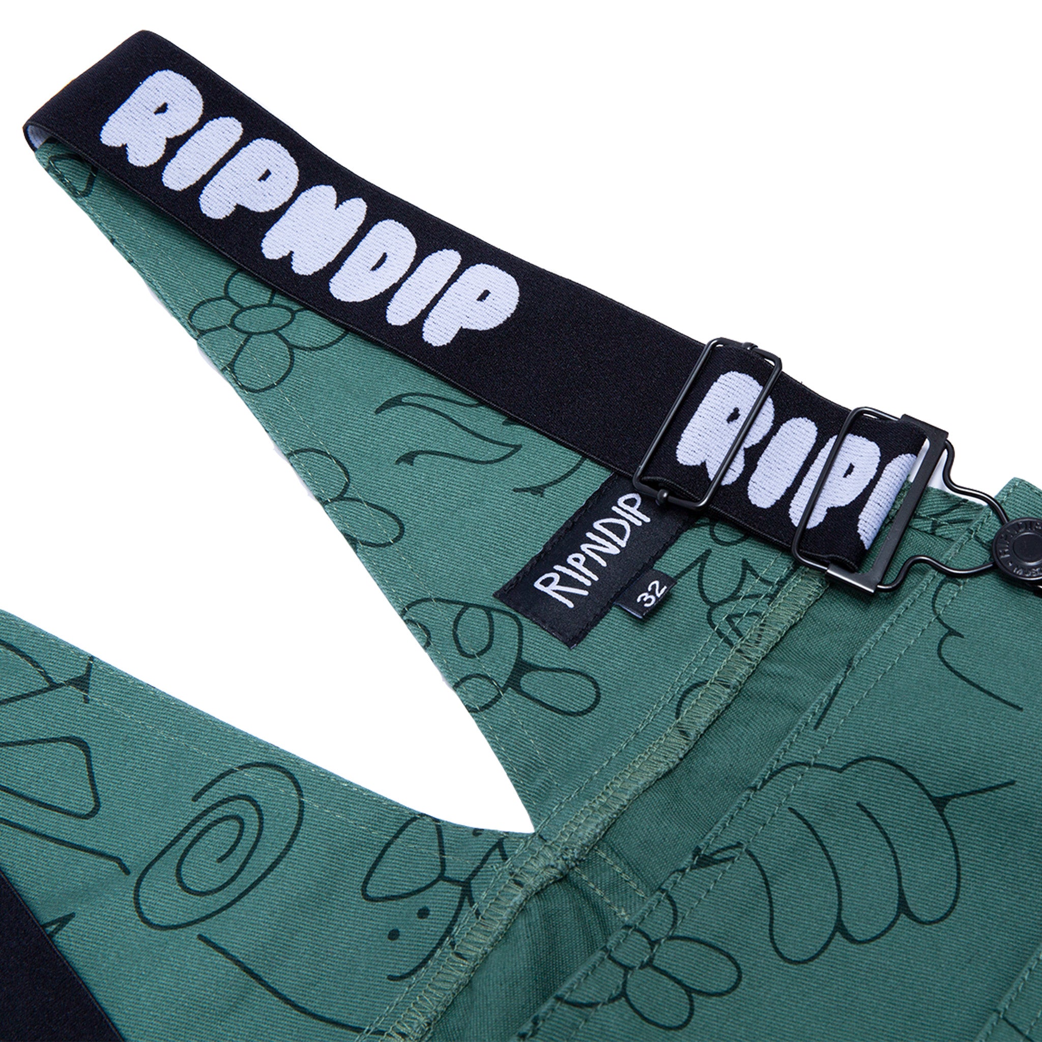 RIPNDIP Scribble Cotton Twill Overalls (Forest Green)