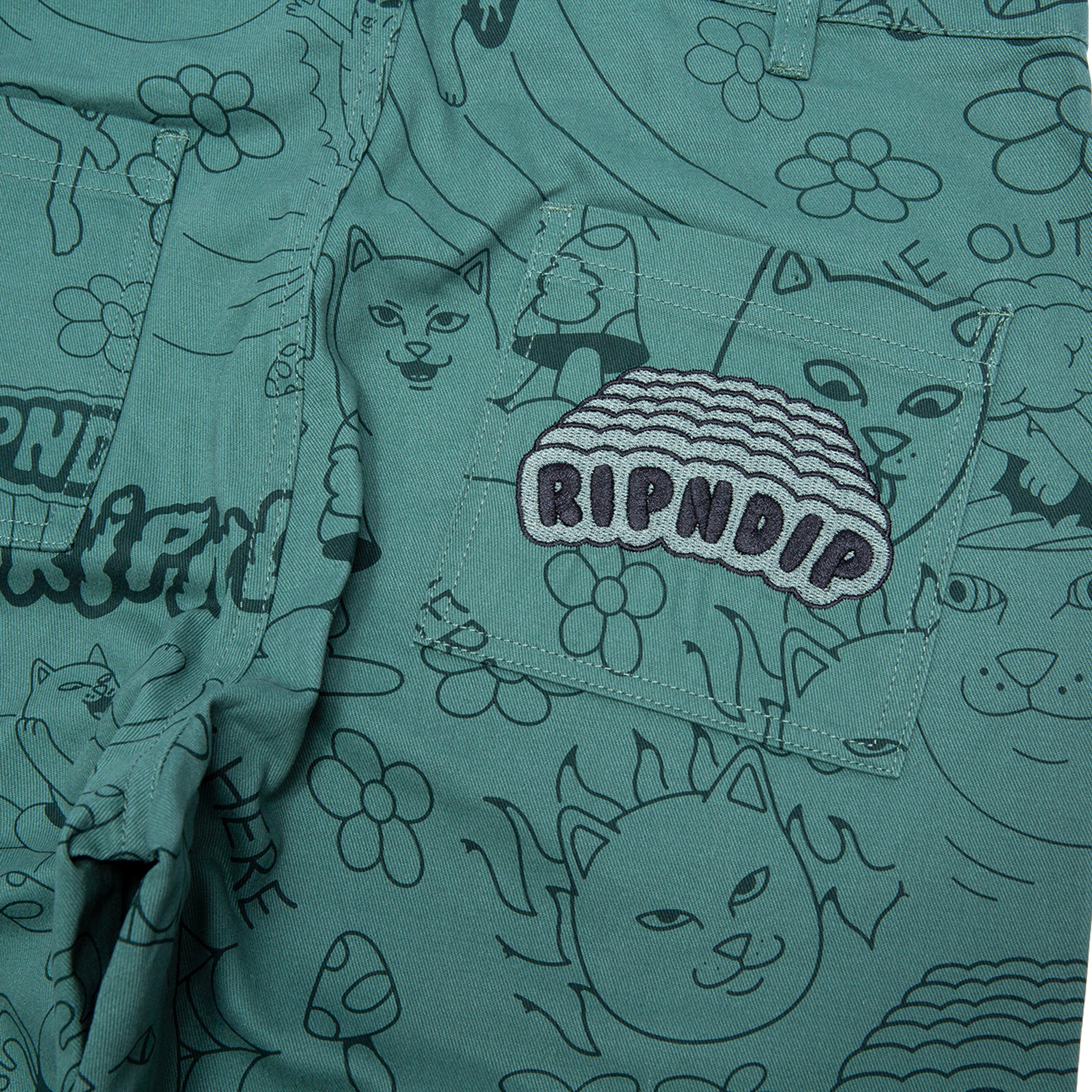 Scribble Cotton Twill Pants (Forest Green)