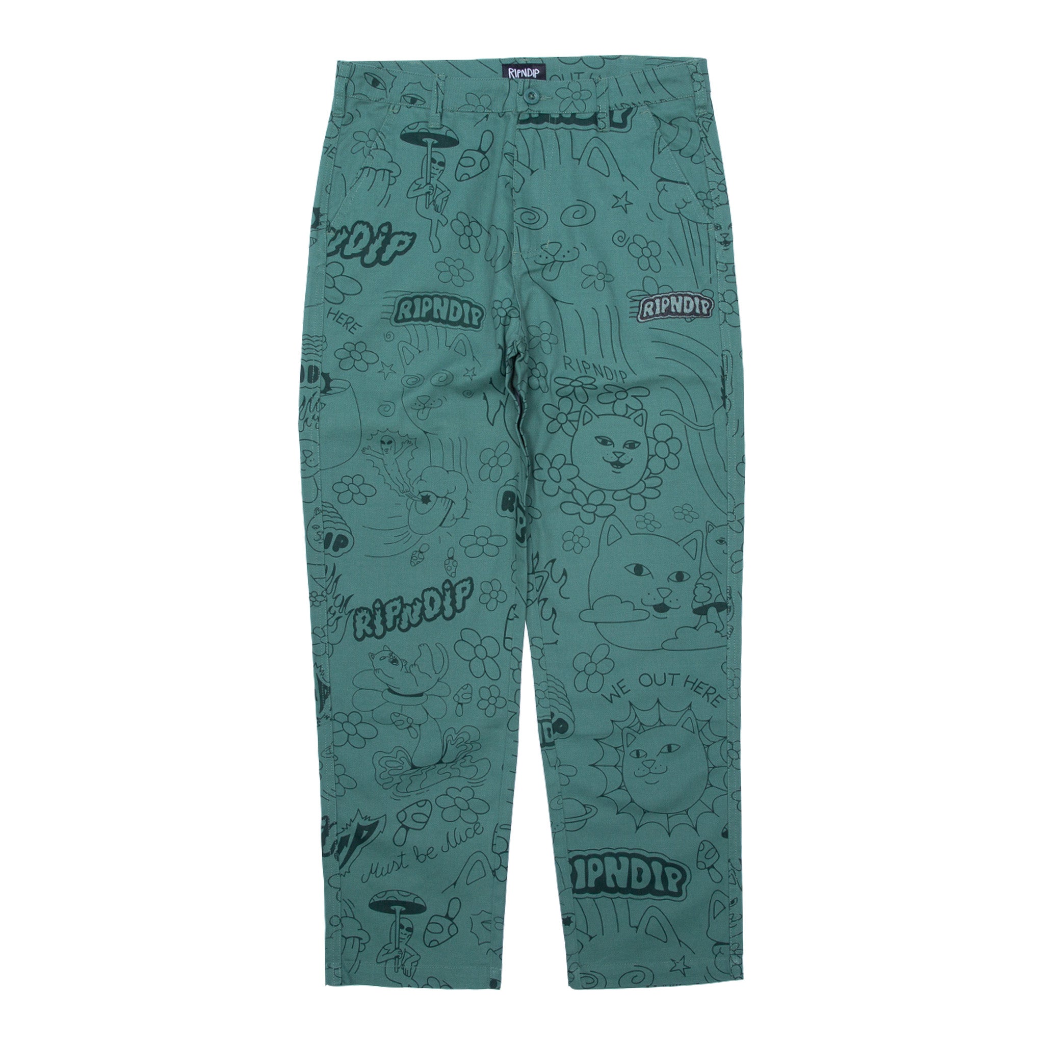 Scribble Cotton Twill Pants (Forest Green)