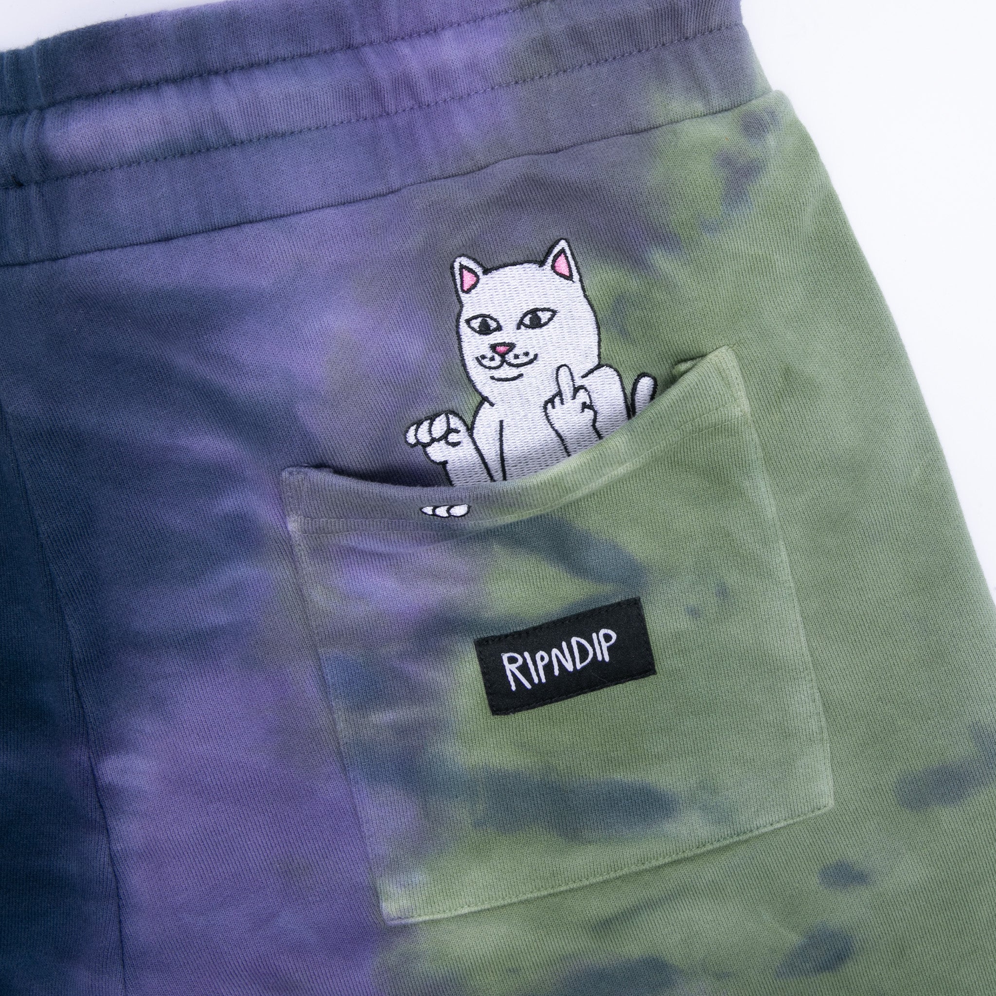 RIPNDIP Ripndip Rubber Logo Sweatshorts (Sage/Slate Tie Dye)