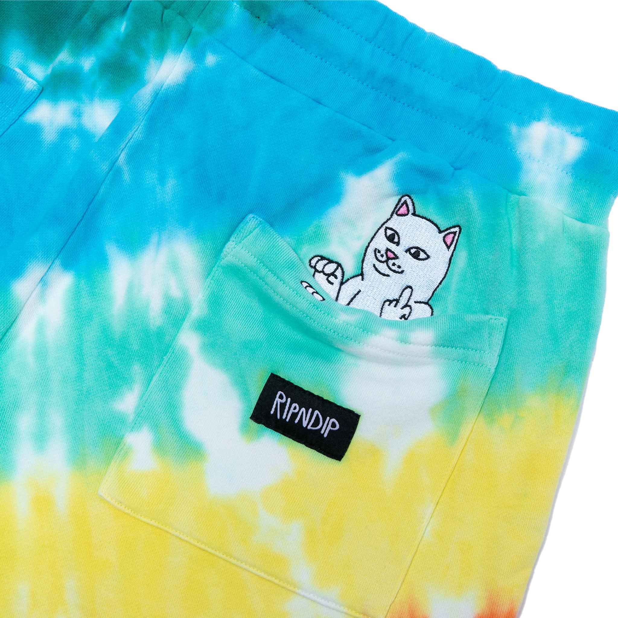 RIPNDIP Prisma Sweatshorts (Teal Rainbow Dye)